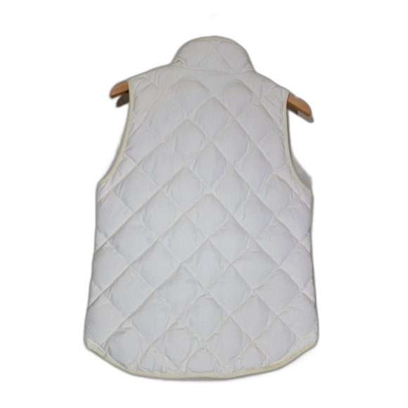 Women's White J Crew Quilted Down Vest - Medium - Picture 2 of 7
